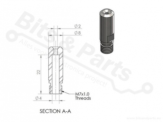 Heat block MK10 met heat break en nozzle 0,4mm
